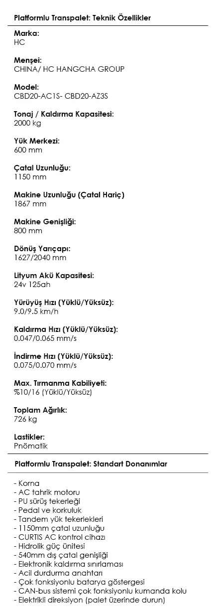 Platformlu Transpalet