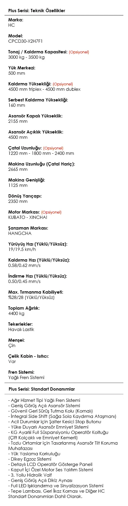 Plus Serisi Dizel Forklift