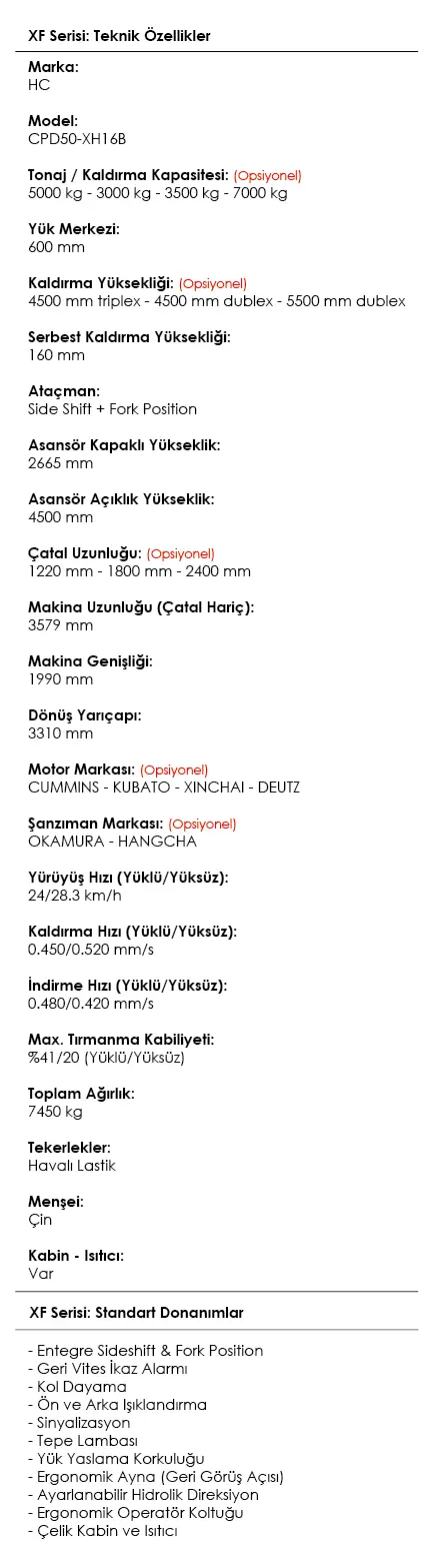 XF Serisi Dizel Forklift